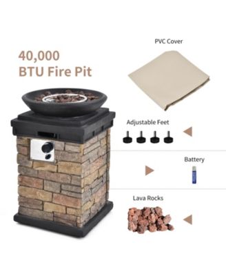 40000BTU Outdoor Propane Burning Fire Bowl Column Realistic Look Firepit Heater