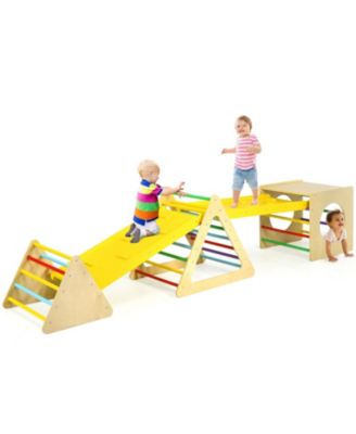 5 in 1 Kids Triangle Climber Play Gym Set with 2 Ramps