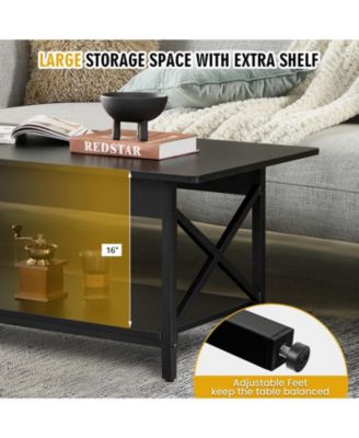 2-Tier Industrial Rectangular Table with Storage Shelf