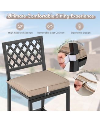 4 PCS Outdoor Bar Stools 27   Counter Height Barstools w/ Removable Cushions