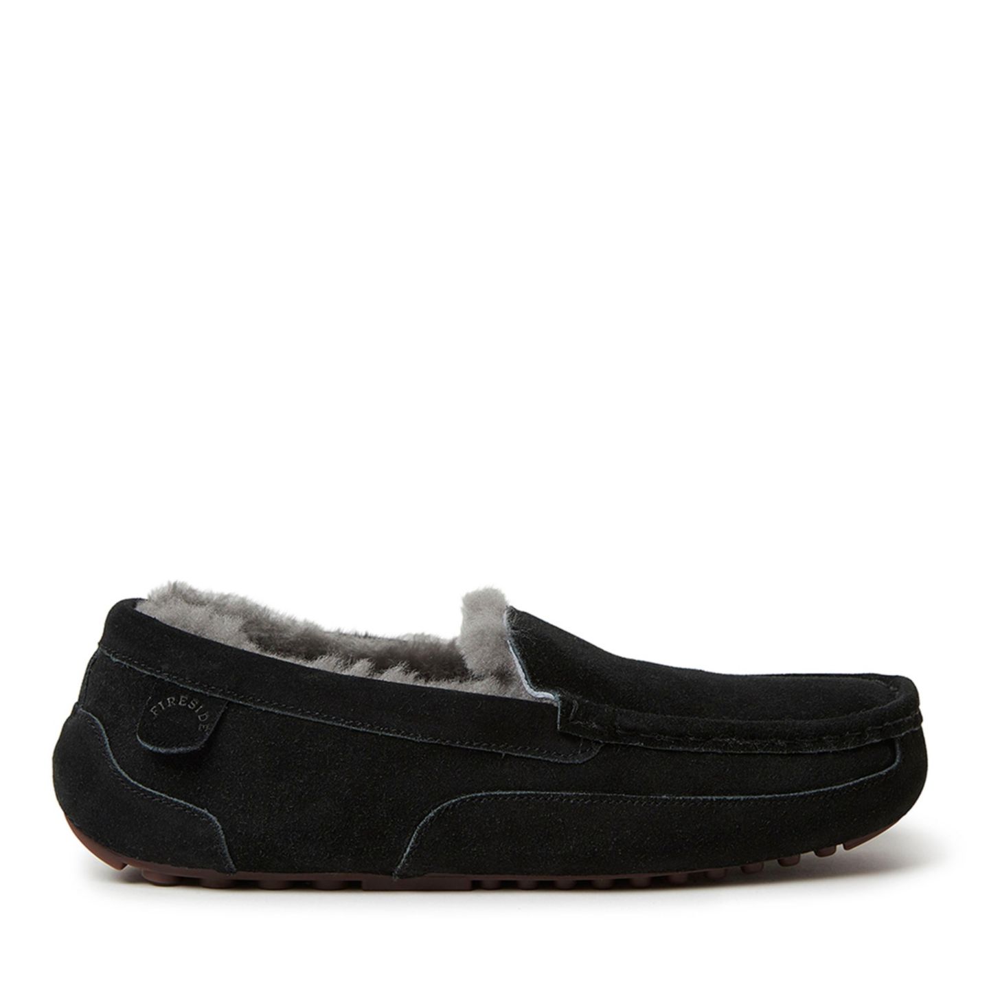 Мужские тапочки Dearfoams Melbourne Genuine Shearling Moccasin Slipper, цвет: Чёрный — фото 2
