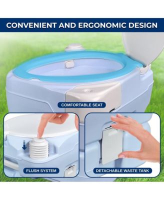 15-Liter Outdoor Portable Toilet with Extra Large Seat, Moonwhite