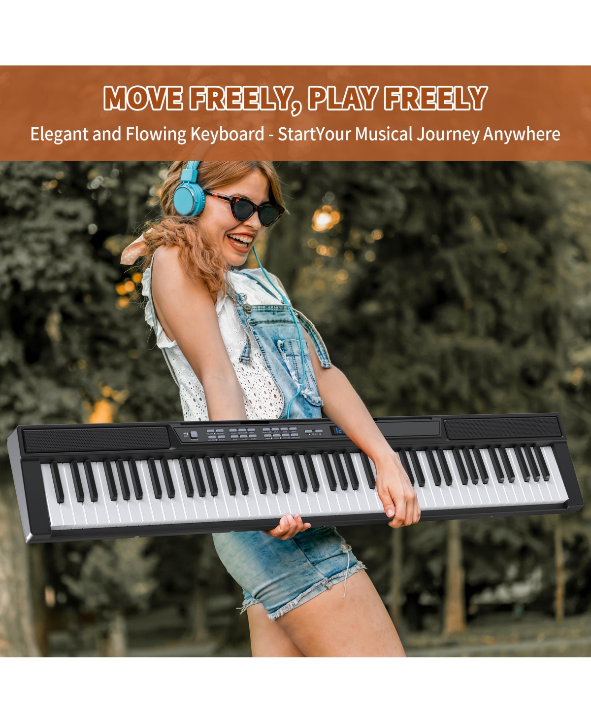 Skonyon 88 Key Digital Piano Keyboard Portable Electric Piano with 8 Accessories
