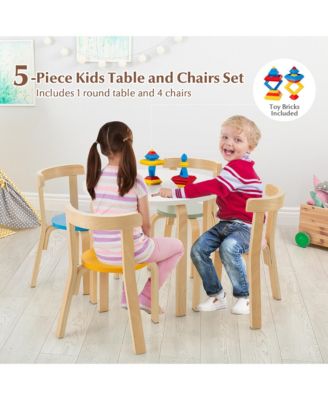 5-Piece Kids Wooden Curved Back Activity Table and Chair Set
