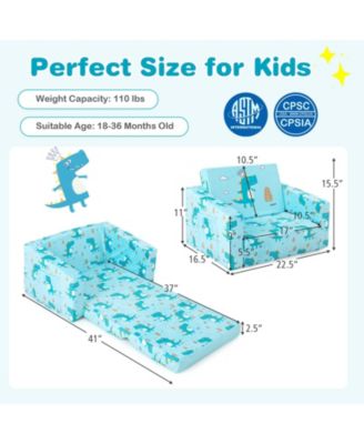 Kids Recliner Sofa Converts to Sleeper Bed for Boys Girls