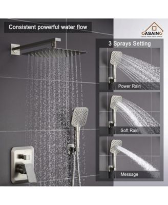 10 Inch Wall Mounted Square Shower System Set with Handheld Spray