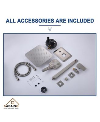 10 Inch Wall Mounted Square Shower System Set with Handheld Spray
