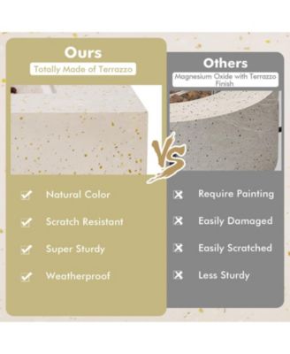 42 Inch 50 000 BTU Rectangle Terrazzo Fire Pit Table with PVC Cover