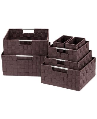 7-Piece Double Woven Basket Bin Set