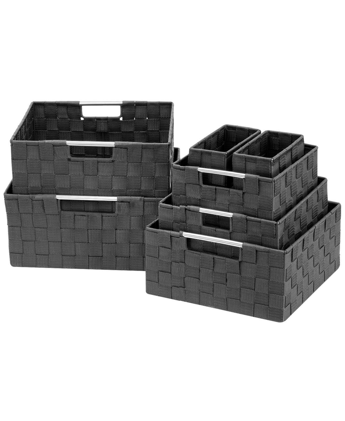 7-Piece Double Woven Basket Bin Set - Grey