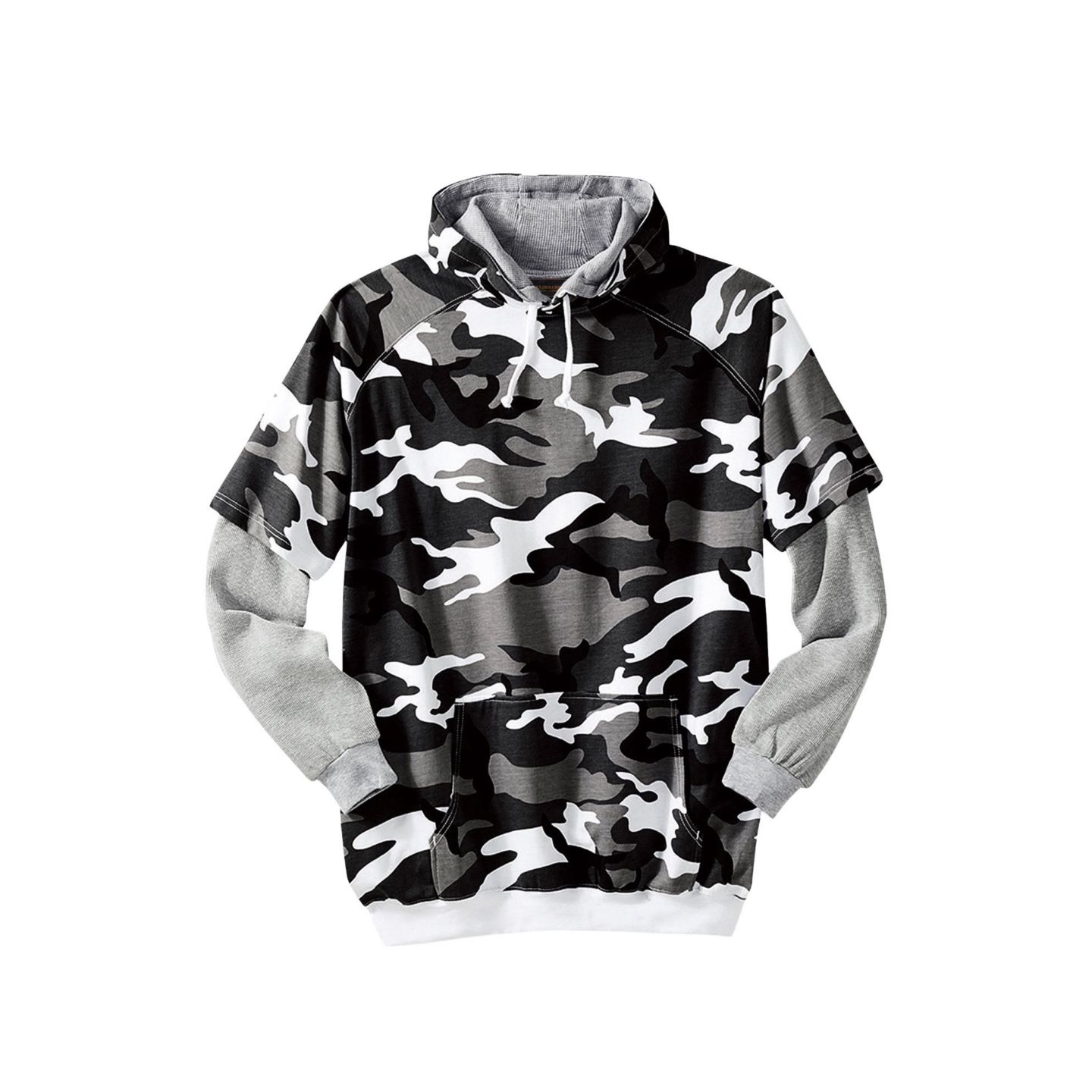 Мужское худи Boulder Creek Big & Tall by KingSize Thermal-Lined Layered Look, цвет: Стальной камуфляжный — фото 1