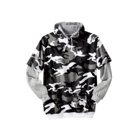 Мужское худи Boulder Creek Big & Tall by KingSize Thermal-Lined Layered Look, цвет: Стальной камуфляжный