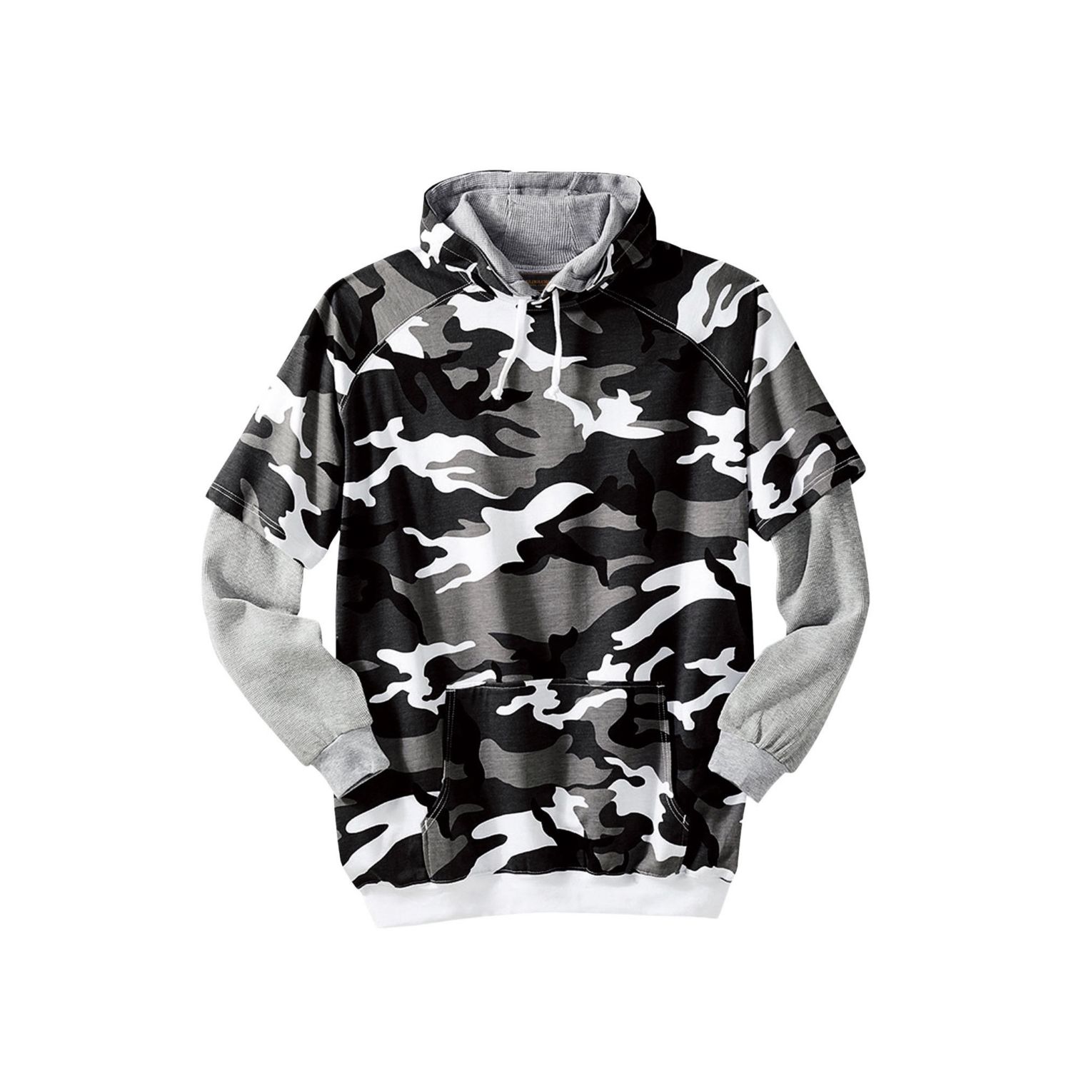 Big & Tall by KingSize Thermal-Lined Layered Look Hoodie