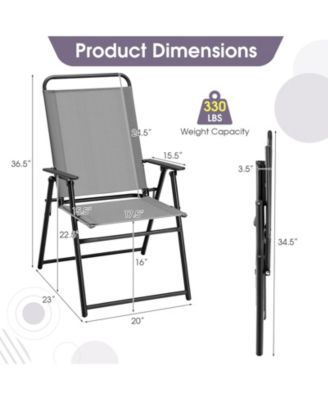 Set of 2 Outdoor Folding Sling Chairs with Armrest and Backrest