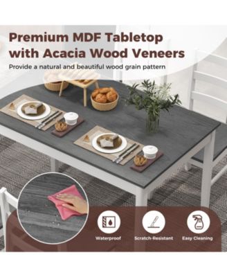 5-Piece Wooden Dining Set with Rectangular Table and 4 Chairs