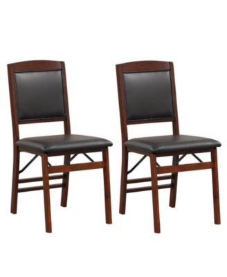Set of 2 Folding Dining Chairs with Padded Seat and High Backrest
