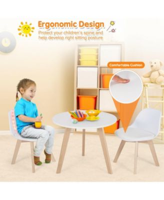 Modern Kids Activity Play Table and 2 Chairs Set with Beech Leg Cushion