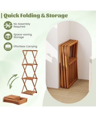 4-Tier Folding Plant Rack and Free-Standing Shoe Rack