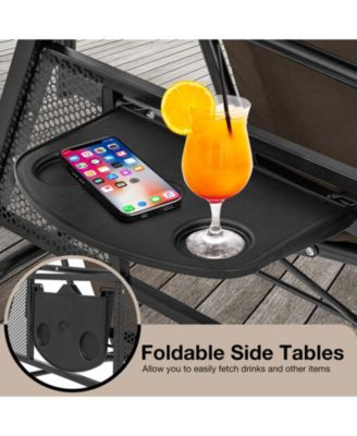 Convertible 3-Seat Patio Porch Swing Chair to Flat Bed with Adjustable Canopy