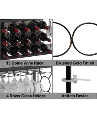 - Console Sofa Table with Wine Rack Storage, Wine Bar Cabinet with Wine Shelf and Glass Holder