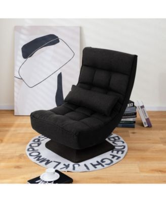 5-Level Adjustable 360° Swivel Floor Chair with Massage Pillow