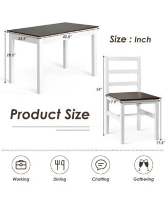 5 Pieces Solid Wood Compact Kitchen Dining Set