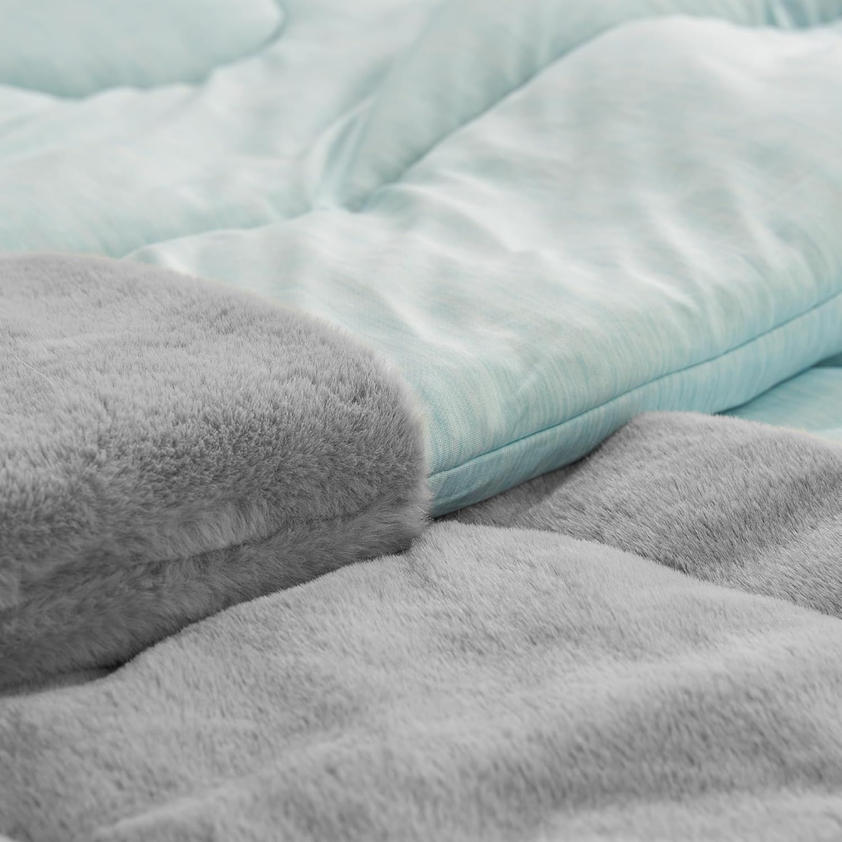 Coma Inducer Opposites Attract Oversized Comforter Set -+ Cooling Caribbean Green - Plush koala gray