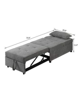 4 in 1 Adjustable Footstool Bed Stool Guest Sofa Chair, Modern Sleeper Sofa Guest Bed with Adjustable Backrest and Pillow for Bedroom, Living Room, Small Room Apartment