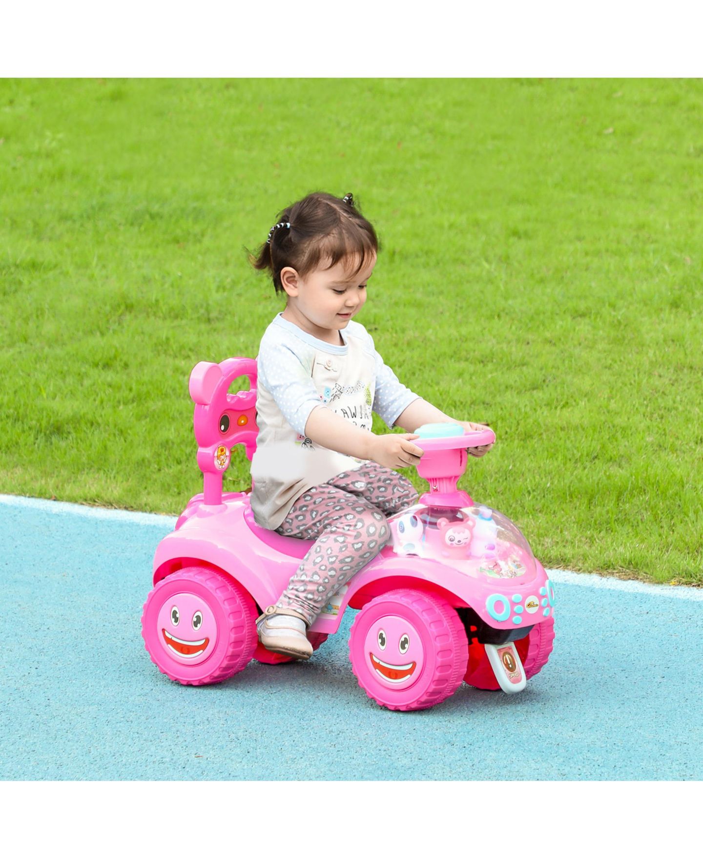 Детская игрушка Qaba Toddler Push Car with Foot-to-Floor Design, 24.4"L x 11.6"W x 19.1"H, 55 lb Capacity, Ages 18-36 Months, цвет: Розовый — фото 3