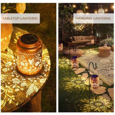 Hummingbird Solar Lantern Outdoor Hanging Waterproof Metal Decor Light Christmas Gifts Yard Patio Porch 2Pack
