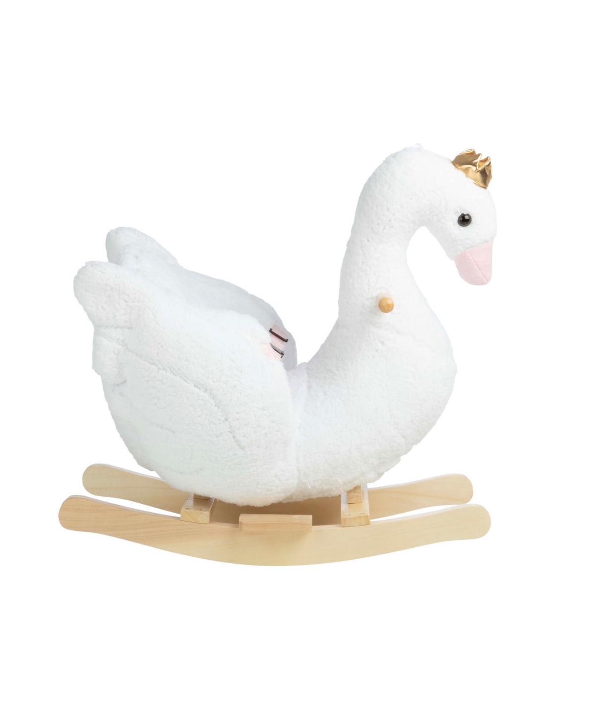 Trademark Global Happy Trails Swan Plush Rocking Horse In White