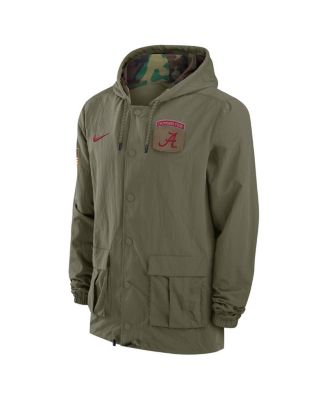 Men's Olive Alabama Crimson Tide 2024 Military Appreciation Full-Snap Hoodie Military Jacket