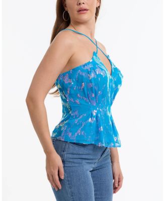 Women's Sequin Chiffon Cross Neck Blouse