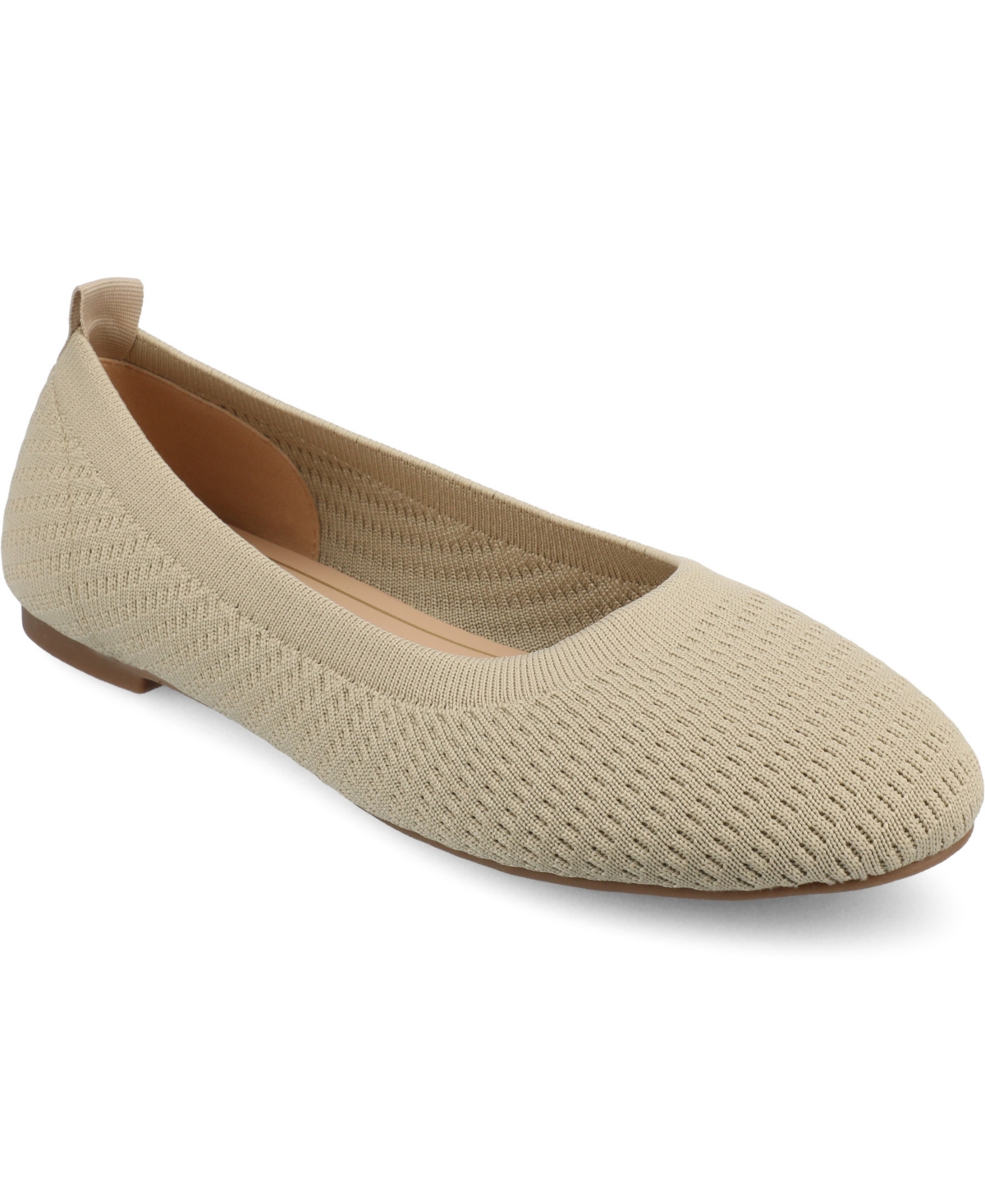 Journee Collection Jersie Knit Ballet Flat In Taupe