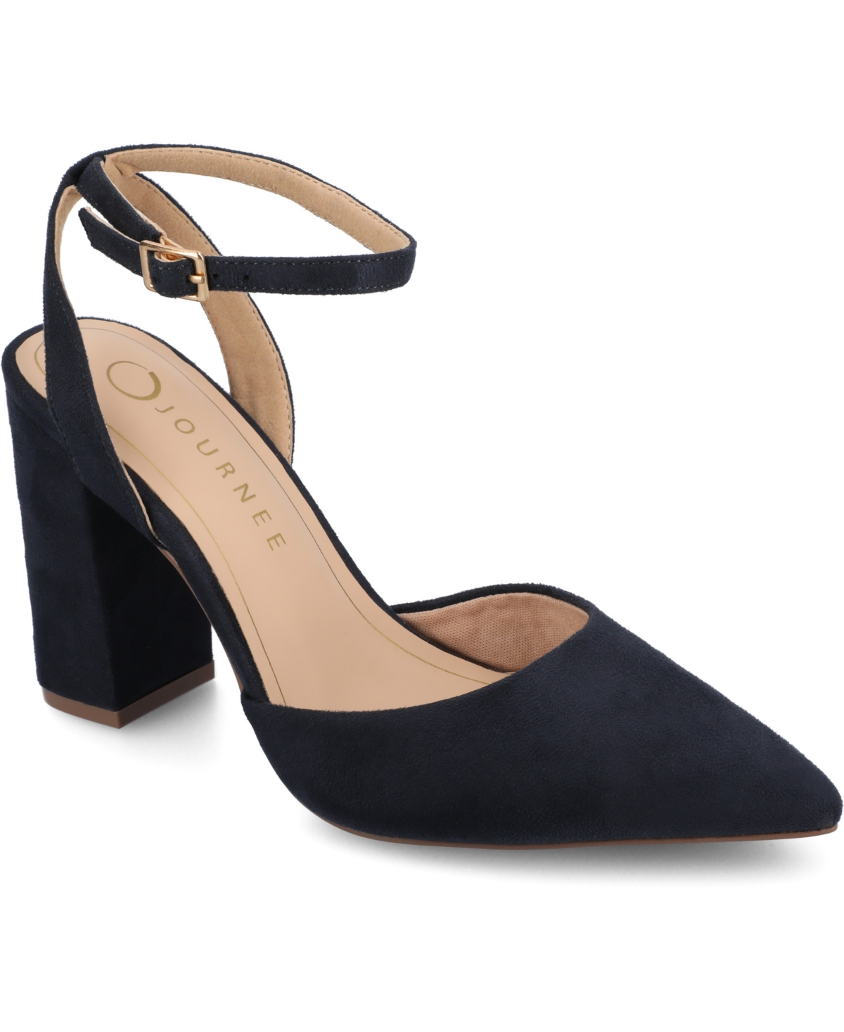 JOURNEE COLLECTION WOMEN'S TYYRA ANKLE STRAP BLOCK HEEL PUMPS 