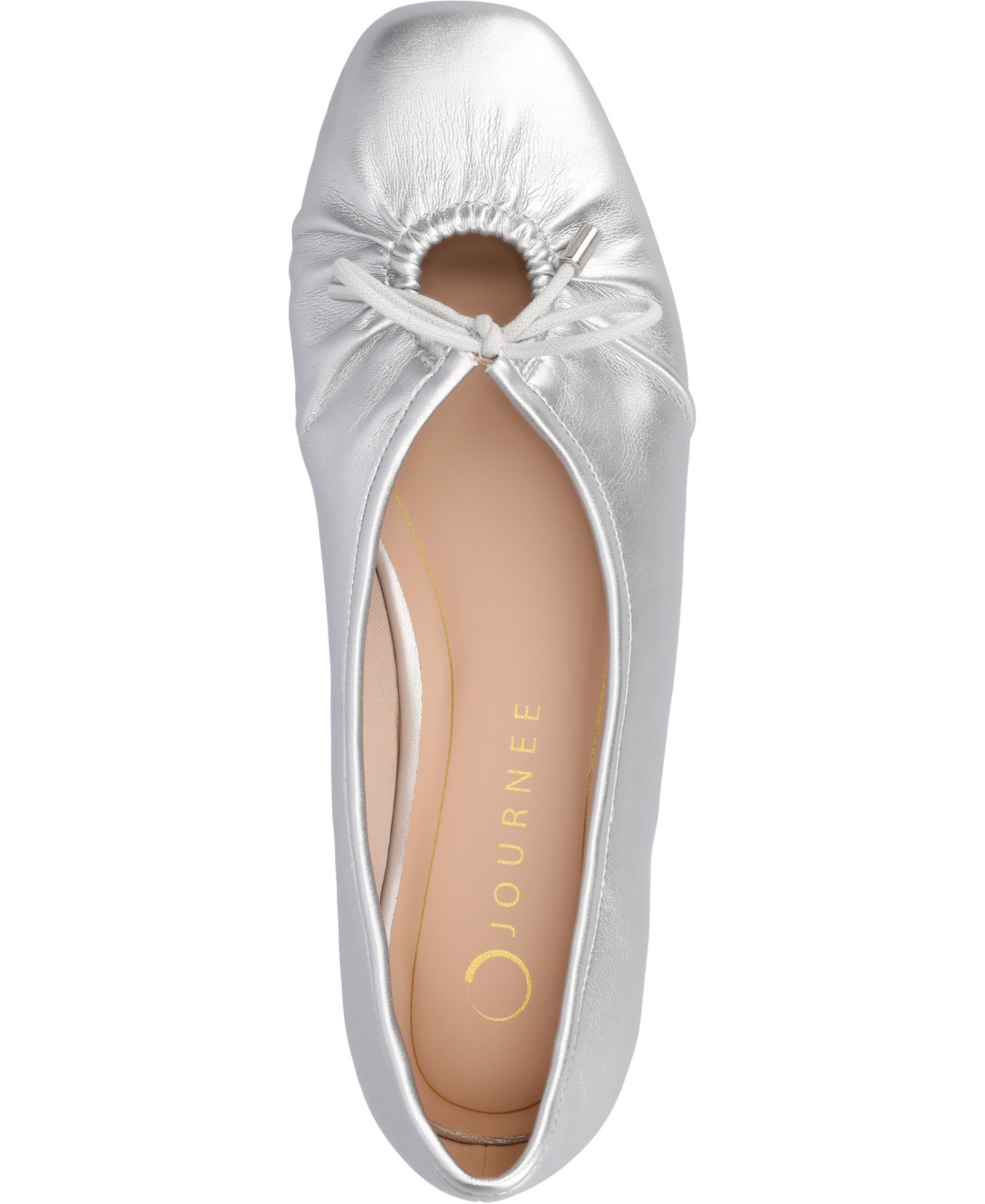 Journee Collection Callee Keyhole Square Toe Flat In Silver