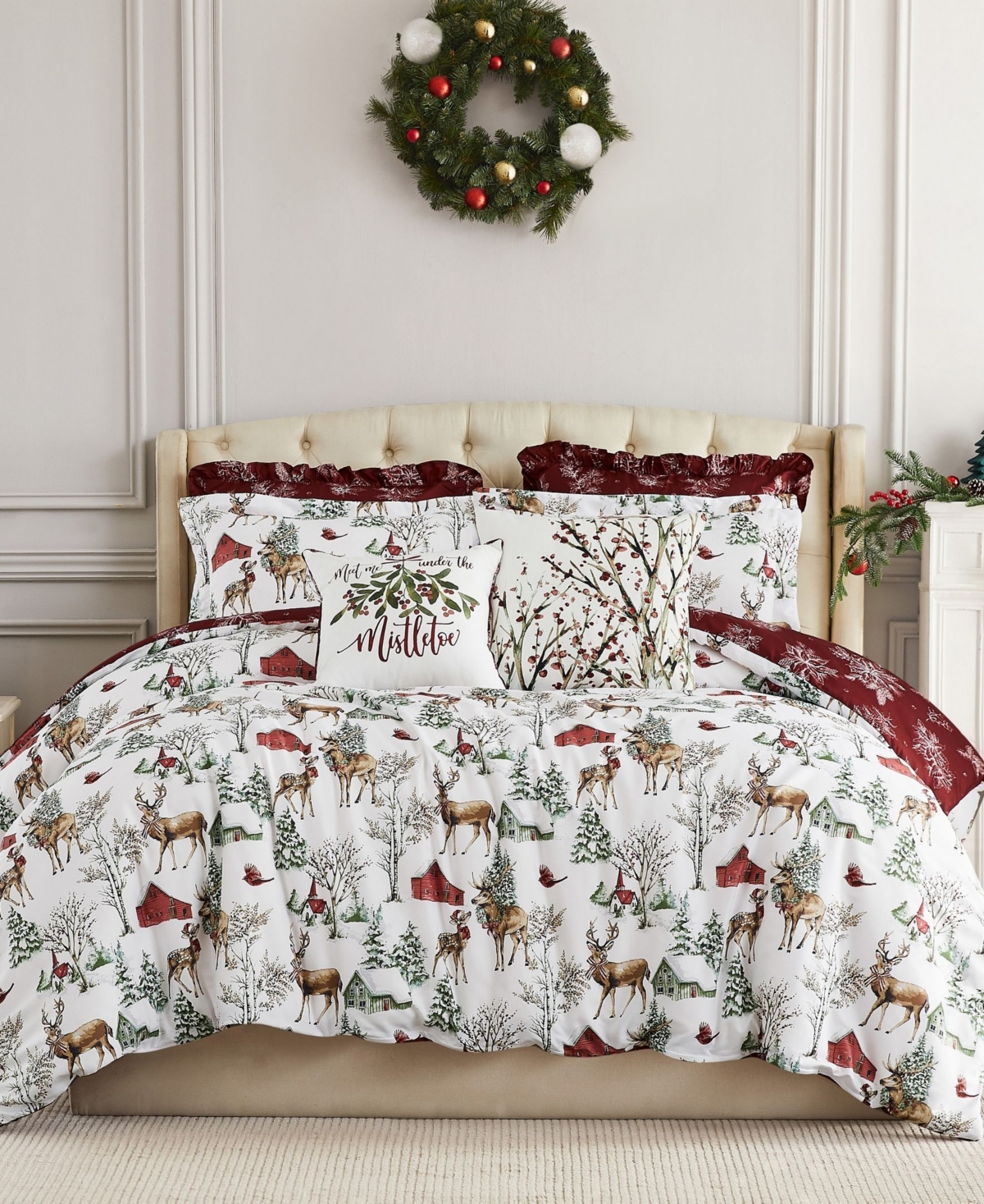 Southshore Fine Linens Christmas 5-pc. Holiday Comforter Set, Twin/twin Xl In White
