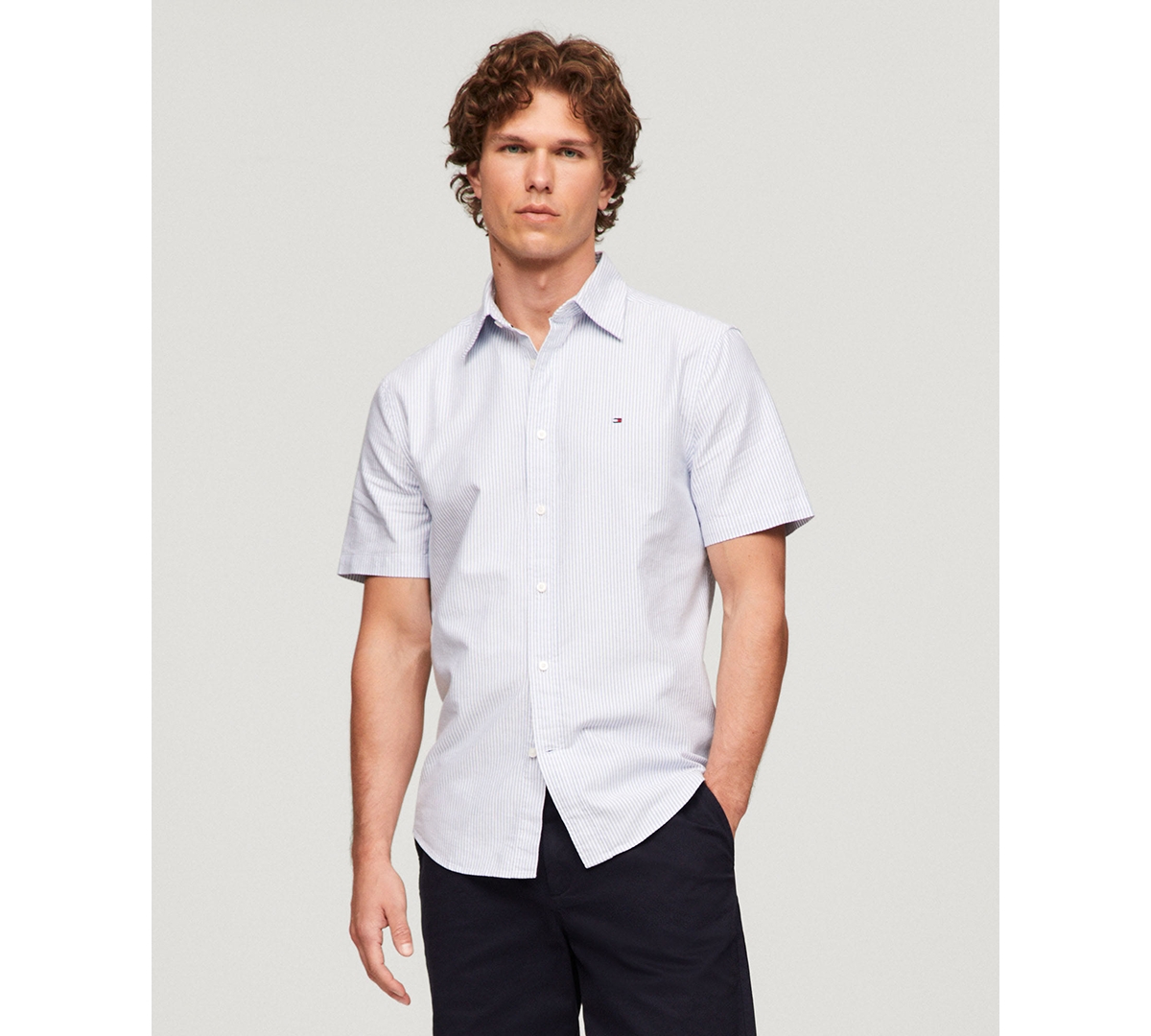 Tommy Hilfiger Men's Oxford Stripe Shirt In Shirt Blue,optic White
