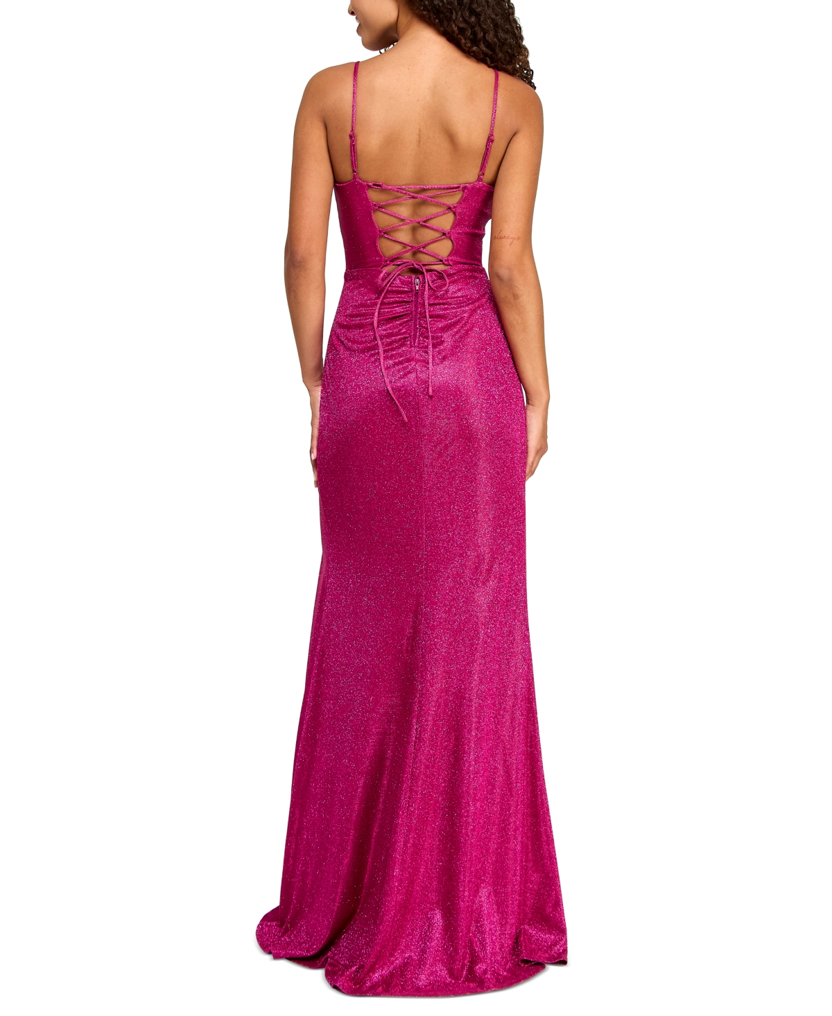 City Studios Juniors' Sherri Shine Lace-Up Gown