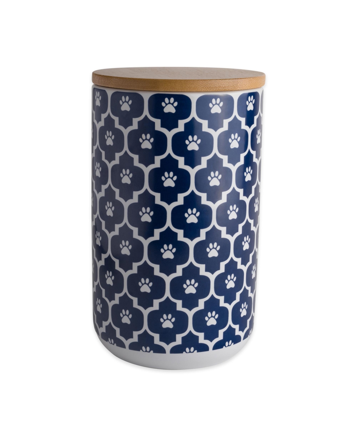 Bone Dry Lattice Paw Print Ceramic Pet Treat Canister