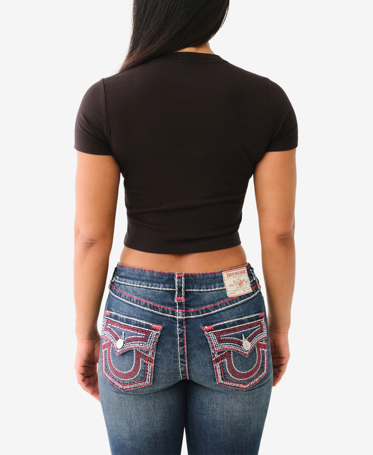 Shop True Religion Women's Baby Crew Neck T-shirt In Jet Black