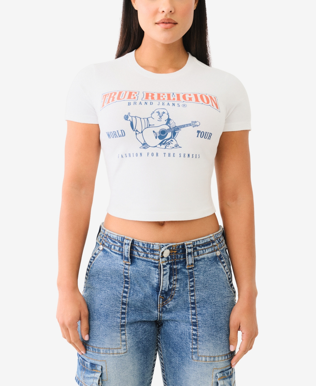 Shop True Religion Women's Baby Crew Neck T-shirt In Optic White