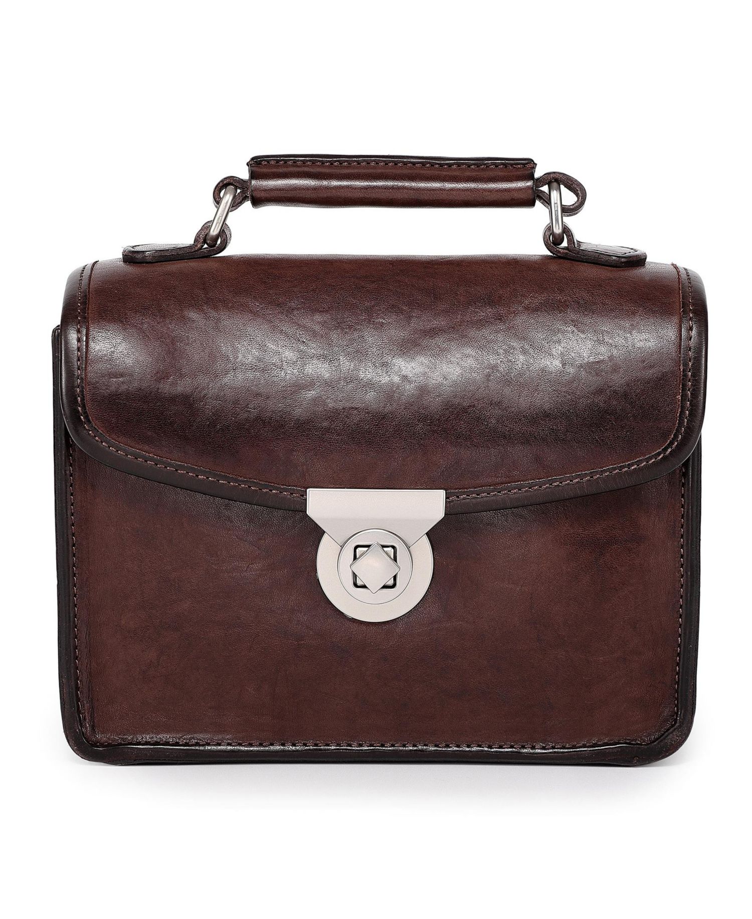 Laurel Mini Leather Convertible Pushlock Crossbody Bag