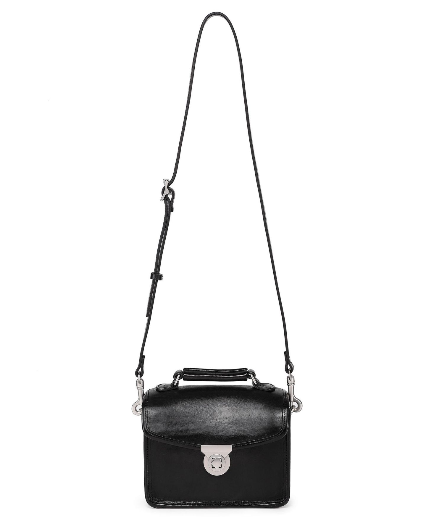 Женская сумка OLD TREND Laurel Mini Leather Convertible Pushlock Crossbody, цвет: Чёрный — фото 10