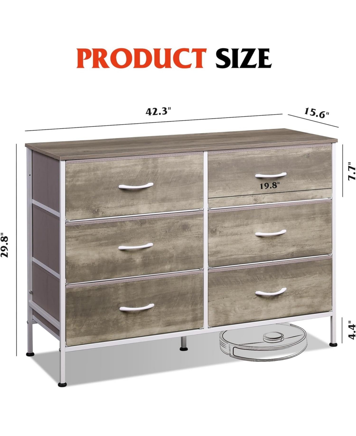 Wlive Wide Dresser with 6 Drawers Tv Stand for 50/