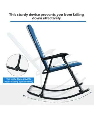 Foldable Rocking Padded Portable Camping Chair with Backrest and Armrest
