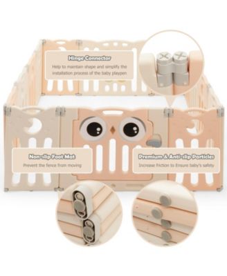 Kids 14-Panel Playpen Activity Center Foldable Play Yard with Lock Door