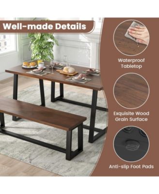 Large Dining Table with Heavy-duty Metal Frame and Anti-slip Foot Pads