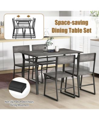5 Piece Dining Table Set with Storage Rack and Metal Frame