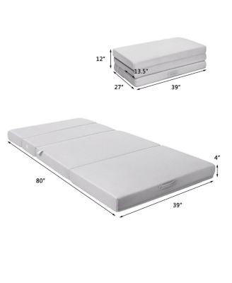 4 Inch Folding Sofa Bed Foam Mattress with Handles-Twin XL